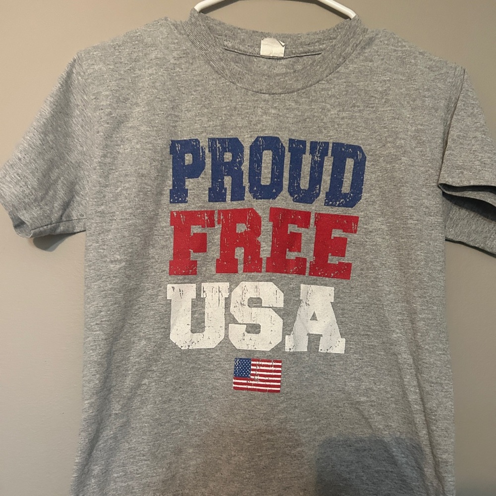 Gray Kids T-Shirt with USA Print